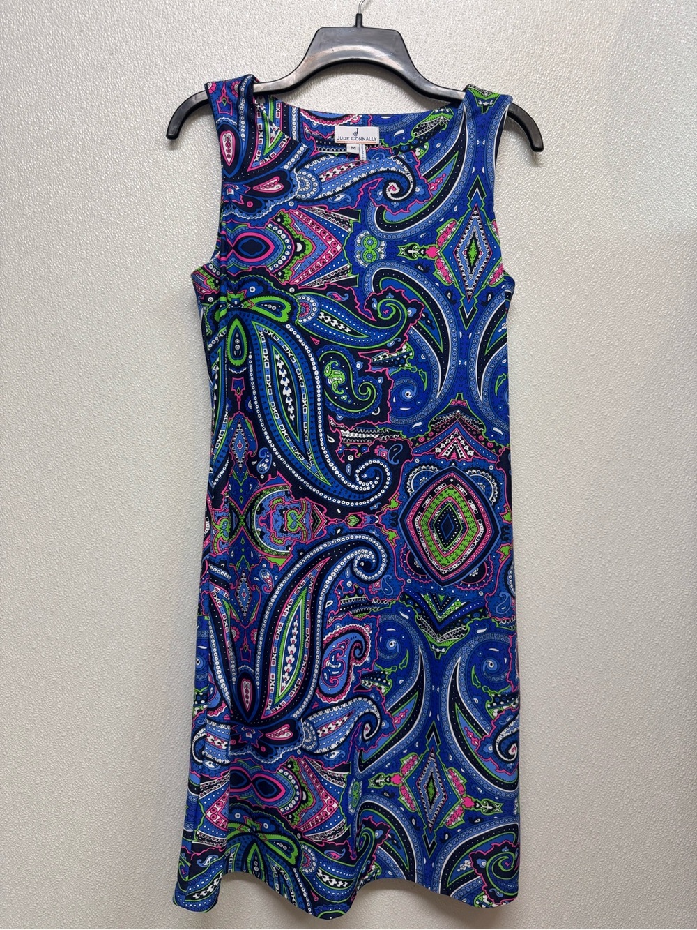 Jude Connally Blue Paisley Tank Shift Dress Sz M (D-74)